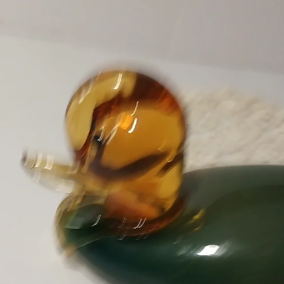 Murano Glass Duck Figurine - Green and Amber - Picture 11 of 13